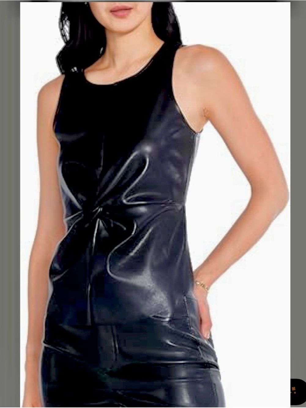 NIC + ZOE - Sleeveless Black Vegan Leather Tank Top with front twist - XL - NWT